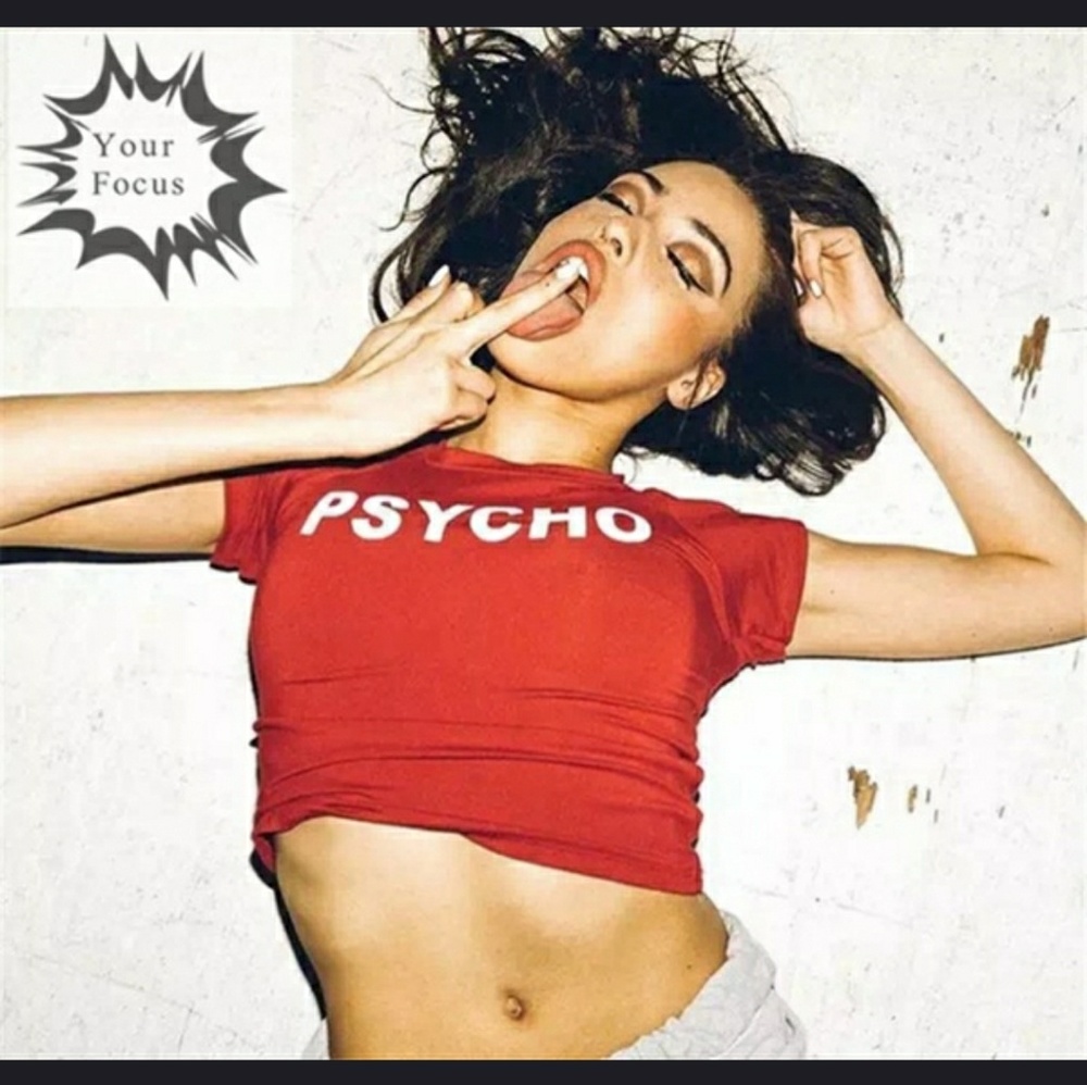 Red PSYCHO crop top
